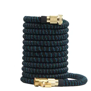 Heavy-Duty 100ft Expandable Hose 4X Reinforced Latex Core - Burst-Proof & Kink-Free - with 10-Pattern Spray Nozzle