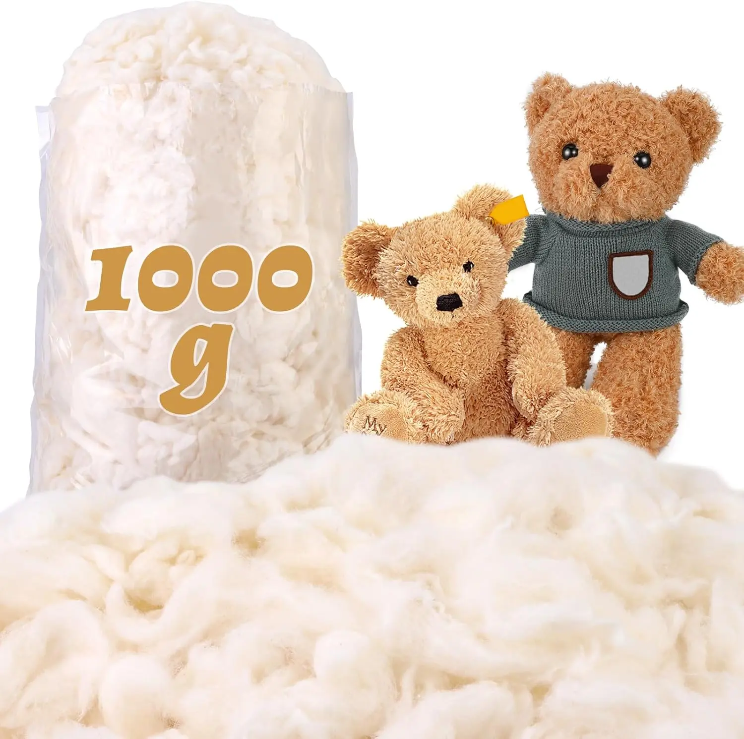 2.2 lb Cotton for Pillow Stuffing, (7oz-4.4 lb) Warm Cotton Fiber Fill for Pillow Cushion Quilt Stuffing, Soft  Cotton Stuffing for Stuffed ,  DIY Craft Stuffing