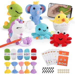 Crochet Kit for Beginners  - 6  Amigurumi, Mother's Day Birthday Craft  Set, Step-by-Step Video Tutorials, 40%+ Yarn, Knitting Starter Kit for Girls Women Adults