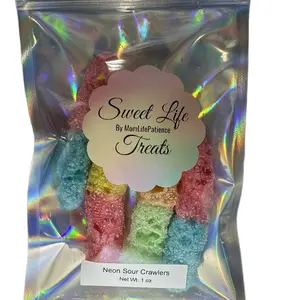 Neon Sour Crawlers - Tangy and Sweet Freeze-Dried Candies - Snack, Candy