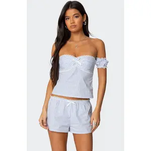 Edikted Women's Taryn Off Shoulder Striped Top