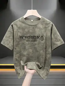 Men's Fashion Lightweight Casual Classic Letter Print Short Sleeve T-Shirt, Summer 2026 Round Neck Loose Fit Top, Trendy Half Sleeve Shirt