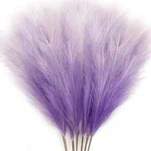 8 count 3FT Purple Colorful Faux Pampas Grass,   Artificial Pampass Grass Decor, Filler Tall Pampas Grass Reed Fluffy Stems  for Home Boho Living Room Wedding Decoration