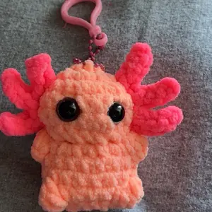 Axoltol Keychain - Pink Crocheted Character with Black Eyes