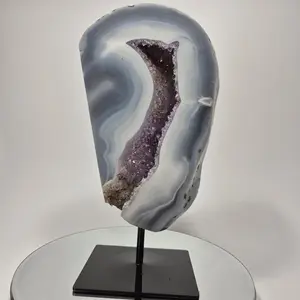 Amethyst Statement Piece with Blue Banded Agate - Brazil