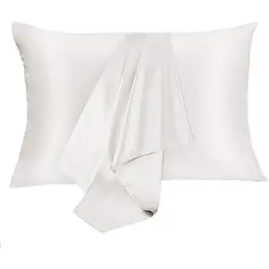 Silk Pillowcase for Hair and Skin 2 Pack 100% Mulberry Silk Bed Pillowcase Hypoallergenic Soft Breathable Both Sides Silk Pillow Case with Hidden Zipper, Standard Size Pillow (White)
