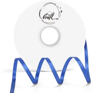 1/4 Inch Royal Blue Double Faced Satin Ribbon - 50 Yards Variety of Color for s  Wrapping Bows Bouquet Decoration Sewing Christmas Tree Wedding Invitation Card.