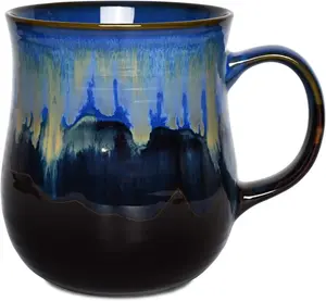 Large Ceramic Coffee Mug, Blue Big  Cup for Office and , 21 Oz, Dishwasher and Microwave Safe, 1 count