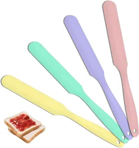 Jar Spatula Silicone Long Scraper 4Pcs Food-grade Cream Spatulas Heat-Resistant Jam Spreader Scraping Kitchen Baking Mixing Cake Butter