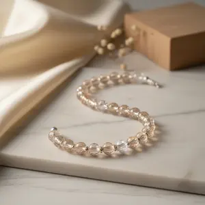 Champagne Fall Gold Colors Glass Beaded Stretchy Bracelet 6.5 Inch Adjustable JewelryChampagne Fall Gold Colors Glass Beaded Stretchy Bracelet 6.5 Inch Adjustable Jewelry