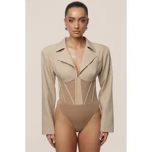 Stone Downtown Blazer Bodysuit