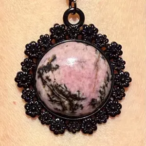Rhodonite Crystal Necklace natural gemstone #handcrafted