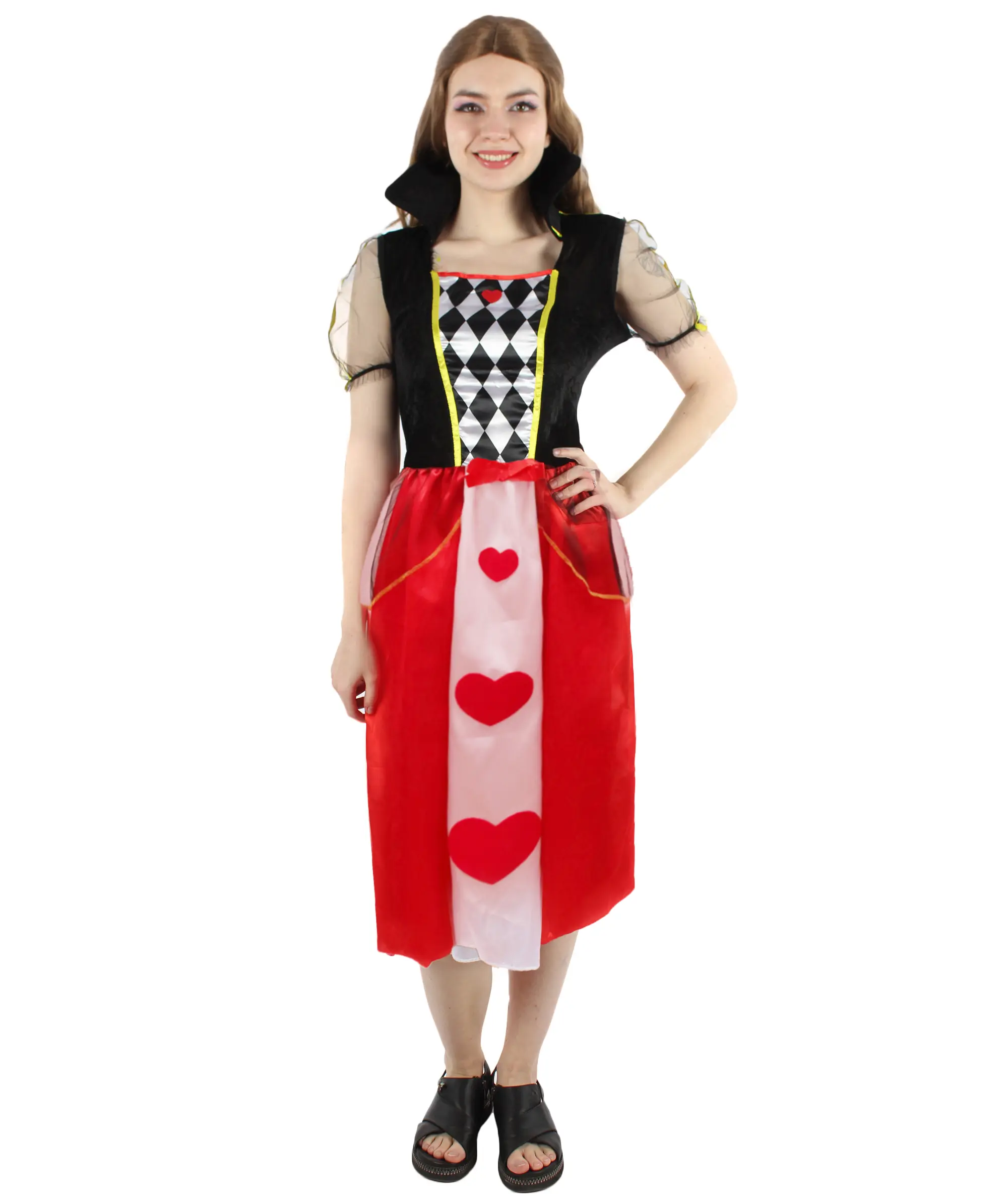 HPO Queen of Hearts Costume for Women Ideal for Online Cosplay Events Red & Black Costume, flame-retardant synthetic fabric - Multiple Size