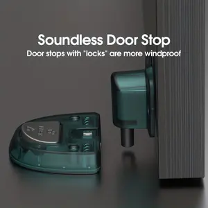 1pc Wind-Resistant, No-Sound Door Stopper with Lock - Perfect for Bedroom Privacy!Includes 3M adhesive and screws, with two installation methods