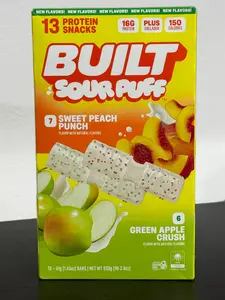 Built Bar Sour Puff Sweet Peach Punch & Green Apple Crush Protein Bars 13 count