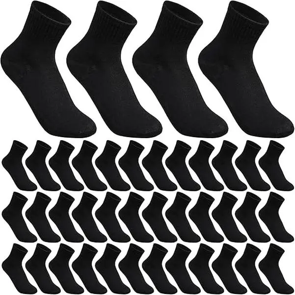 48 Pairs Men Women Quarter Ankle Socks Moisture Wicking Athletic Crew Casual Sports Bulk Socks for Homeless