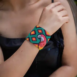Two Toucans - Tropical Bird Beaded Bracelet - Handmade by Huichol Artisans - Mother Sierra