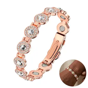 Women's 4X Strength Magnetic Copper Bracelet - Updated 3800 Gauss Magnets, Adjustable Length with Secure Clasp, Premium Multi-Facet Crystal Inlays - Jewelry, Accessories for Women, Gifts for Her,summerwins