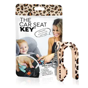 The Car Seat Key Leopard Edition - Original Key Chain Buckle Release Tool - Easy Unbuckle Opener for Nails, Parents & Grandparents by NAMRA Made in USA