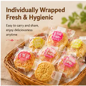 Fruit-Filled Mooncakes, Soft Pastry Snack, Ambient Dessert Packed with Real Fruit Flavor