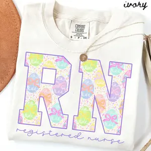 Comfort Colors Registered Nurse Shirt, Easter Egg RN T-Shirt for Women, Nurse life Tee, Nursing School Student Graduation, Nurse Team Shirts