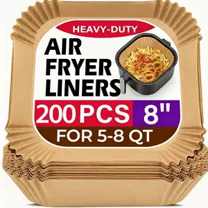Air Fryer Liners Heavy-Duty Non-Stick Oil-Resistant Disposable Compostable  Parchment Paper for 5-8 QT Round Baking Roasting Microwave Oven Bakeware Utensils Wood Kitchen