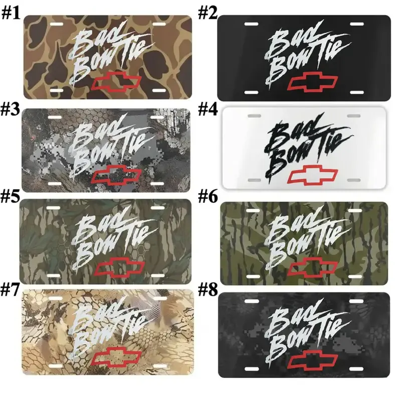 [Classic Chevy Truck, Chevy Bowtie & Camouflage Vibe] Chevrolet Bowtie Logo Camouflage Aluminum License Plate, Classic Chevy Front Car Tag, Patriotic Outdoor Vehicle Vanity Decor