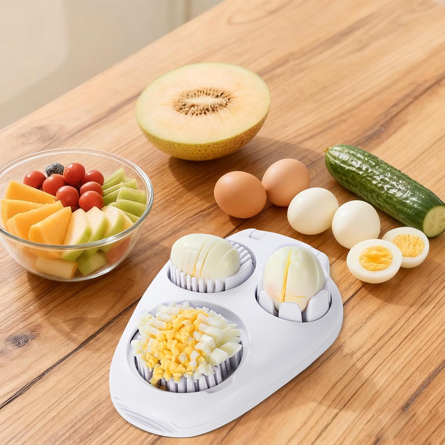 3-in-1 Stainless Steel Utensil - Heavy Duty Chopper with Multiple Slice Modes, Multipurpose Kitchen Gadget for Hard Boiled Eggs, Strawberry Prep, Utensils 3-in-1 Stainless Steel Utensil - Heavy Duty Chopper with Multiple Slice Modes, Multipurpose Kitchen Gadget for Hard Boiled Eggs, Strawberry Prep, Utensils
