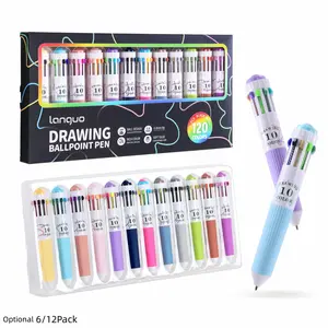 60/120 Colors Multicolor Pen, 6/12 Pack 10-in-1 Multicolor Ballpoint Pen Set, 0.8mm Tip Retractable Colored Pens for Drawing and Writing, School Office Art Supplies, Artist Drawing Pen