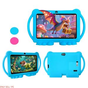 7-inch Android tablet with shockproof protective case, 1GB + 16GB, Wi-Fi, parental controls, dual cameras, Bluetooth tablet, educational, Kid Tablet, blue/pink, eye protection mode