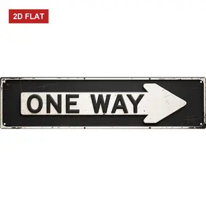 One Way Metal Sign 4x16in Retro Street Plaque for Garage Man Cave Wall Decor