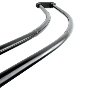 212 MAIN Traditional Adjustable Double Curved Stainless Steel Shower Rod, Black Bathroom Fixture Accessory for Shower Curtains, Curtain