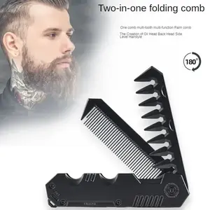 Portable Pocket Comb for Men, Multifunctional Plastic Folding Barber, Wide Tooth Beard Hair Styling Comb, Oil Head Care Tool