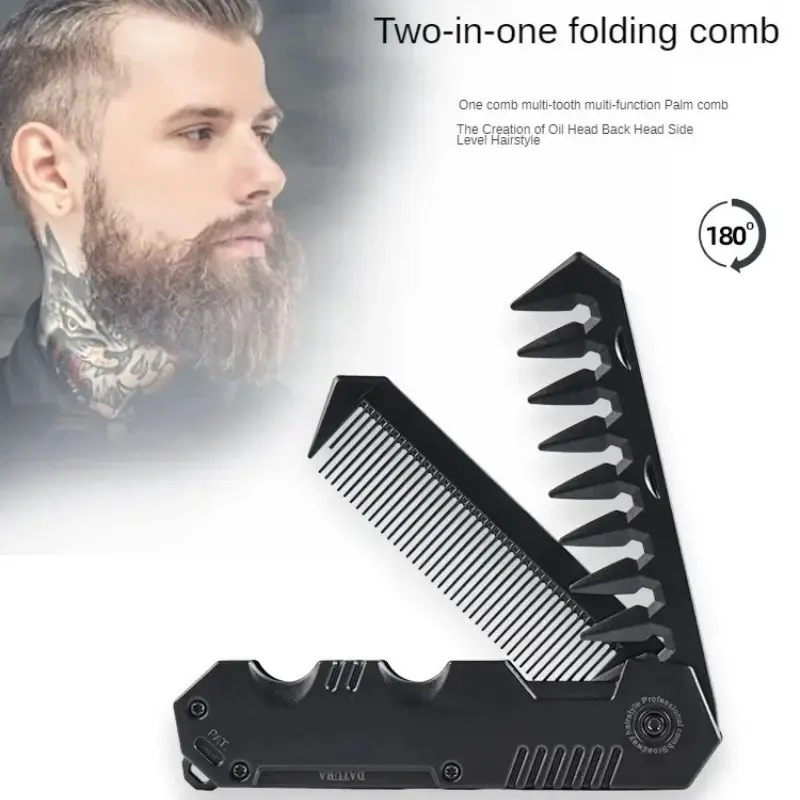 Portable Pocket Comb for Men, Multifunctional Plastic Folding Barber, Wide Tooth Beard Hair Styling Comb, Oil Head Care Tool Haircare, Beard Styling Tools