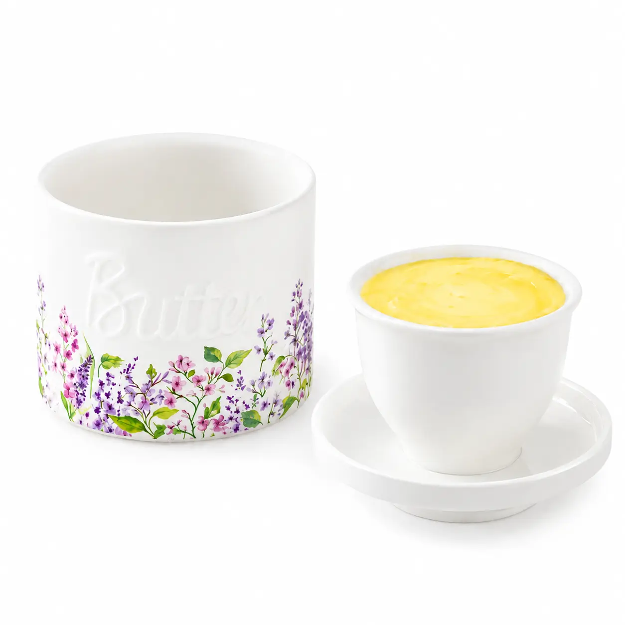 Butter Crock with Water Line, Ceramic Butter French Keeper Dish with Lid for Fresh Spreadable Butter