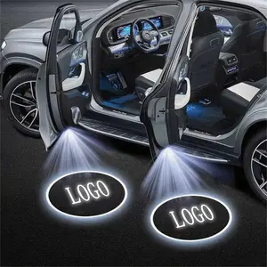 2Pcs HD LED Car Door Welcome Logo Projector Lamps Sensor-Equipped Universal Automotive Interior Decorative Lighting Accessories (Battery Not Included)