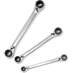 4 IN 1 Ratcheting Wrench Set, Reversible Ratchet Wrench Set Double Tool Box Set Metric 8-19mm 3 count