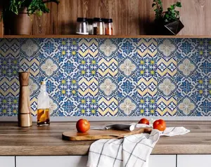 HomeRoots 400272 6 x 6 in. Blue Yellow Julia Peel & Stick Tiles