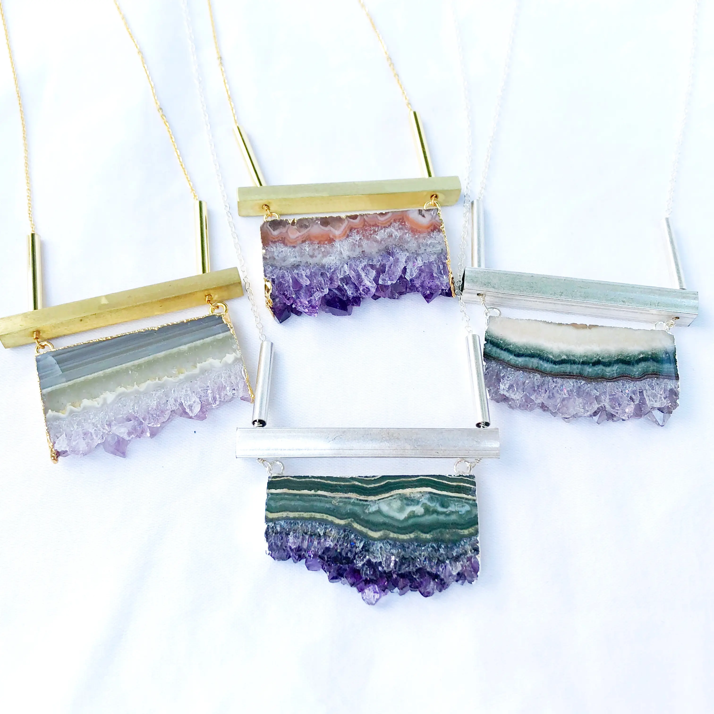 PERSEPHONE Amethyst Gemstone Necklace - 14k Gold Filled, Sterling Silver, or Gold Color  - 28" Long