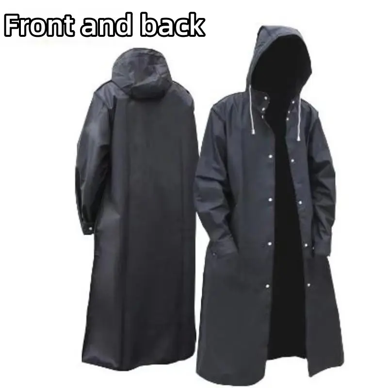 Fashion Hooded High-Quality Raincoat Rainy Day Rainproof, Reusable Thick Eva Warm Windproof Jacket, Adjustable Drawstring and Button Closure, Half-Transparent Long Sleeve