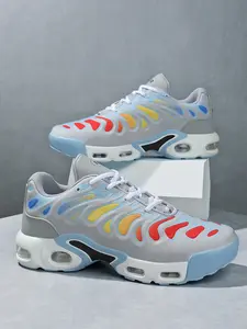 Unisex Black-White Air Cushion Breathable Casual Shoes, Sports Running Shoes, Daily Comfort Style, Soft Air Cushion Foot Feel + Breathable Material Upper + Lace-Up Adaptability, Soft Fit & Practical Convenience , Ideal for Commuting & Light Sports Scenes