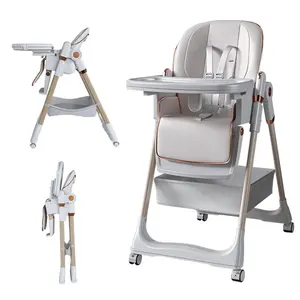 Adjustable Baby High Chair 0-6 Years|Portable Infant Feeding Seat|Safety Belt Lockable Wheels Highchair|Easy-Clean Foldable Space Saving Design|Convertible Toddler Dining Chair|Modern Nursery Multi-Use Seat|Sturdy Quick Assembly Infant Chair