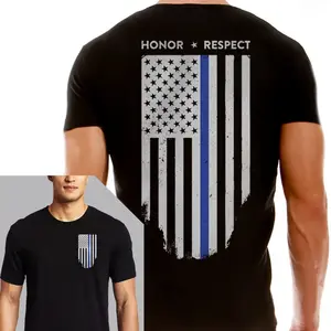 Mens Slim Fit TShirt Featuring Thinline Of Flag Representing Honor Respect And Patriotism
