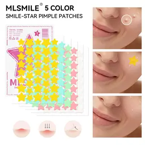 MLSMILE 5Pcs Water Gel Acne Patch 5 Color Smile-Star Pimple Patches Transparent Invisible Repair for Summer Outdoor Beach Pool Party Blend Oil Control Oily Skin Oil Control Oily Skin