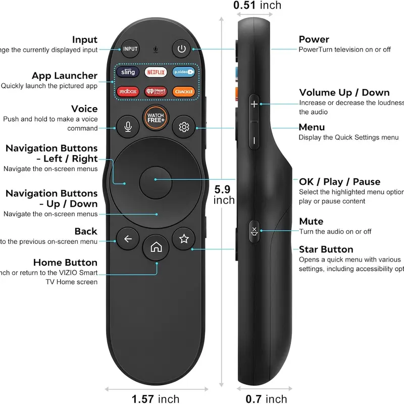 Voice Remote Control for Vizio-Smart-TV-Remote-Replacement XRT270 for Vizio FHD 4K Quantum D/P/M/V-Series Smart TV,infrared remote control XRT136 XRT140 Smart TV