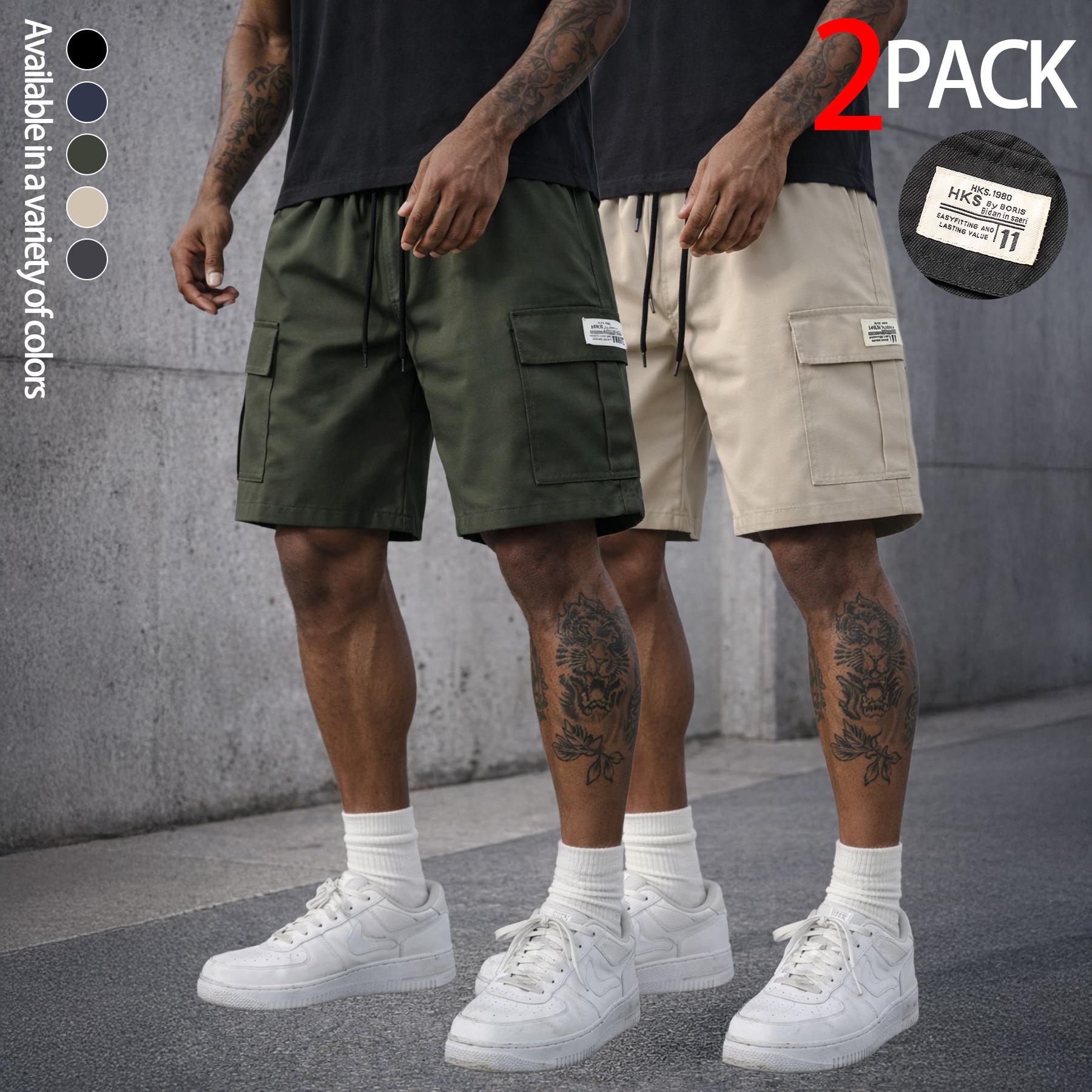 Mens Cargo Shorts Techwear Gorpcore Urban Utility Multi Flap Pockets Loose Fit Wide Leg Drawstring Summer Casual Streetwear High Street Vibe Cityboy Tactical Outdoor Hiking Athletic Workout Daily Wear Half Pants Multi Pack Bundle Fashion Basics Essentials