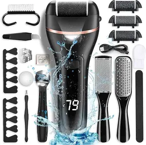 Electric Callus Remover for Feet with Rechargeable Waterproof 19 in 1 Professional Pedicure Kit,Foot Care Tools Wet & Dry Foot File For Dead Skin&Cracked Heel or Rough Hand With 3 Roller Heads 2 Speed