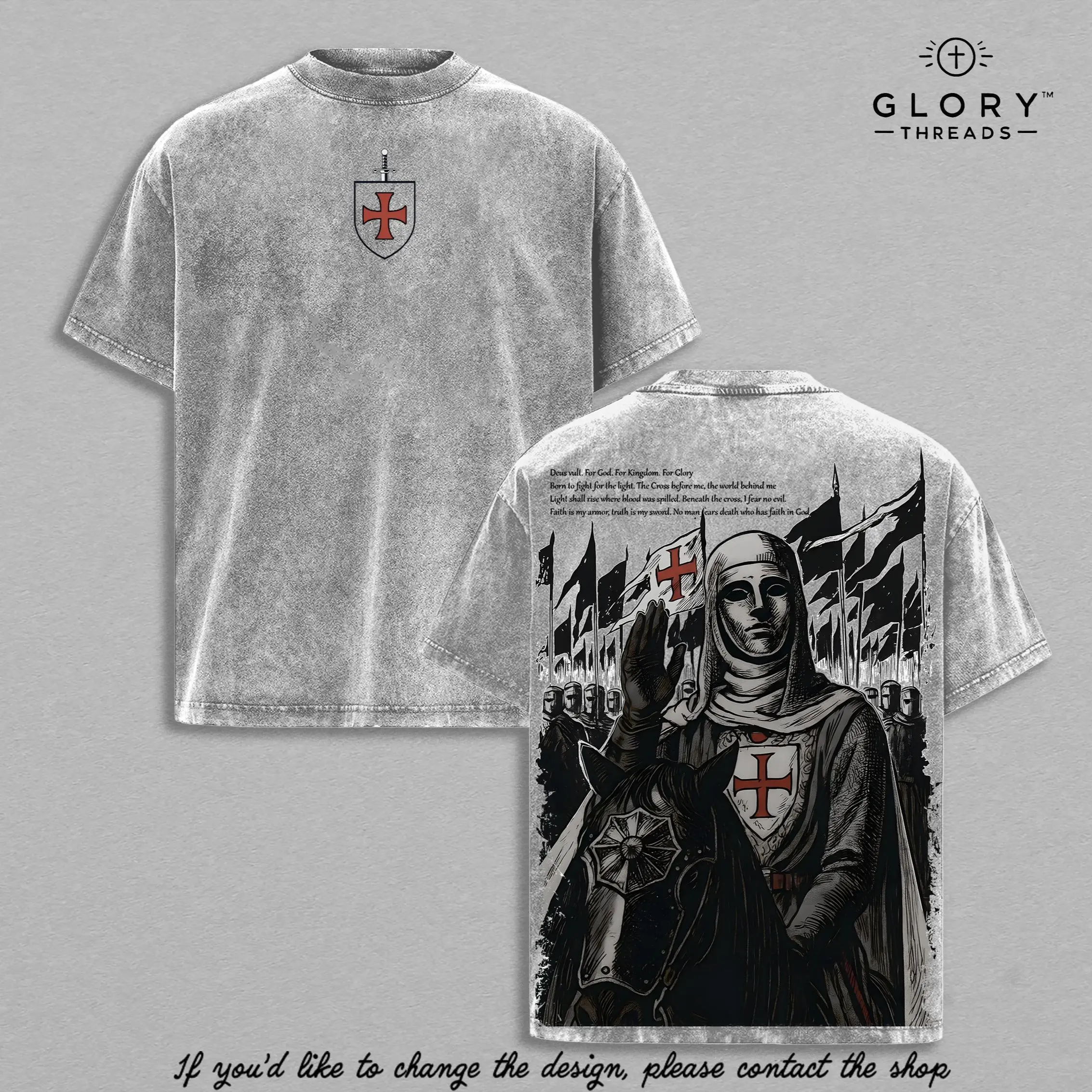 Retro Baldwin IV "The Leper King" The Crusader King and His Holy Army Vintage Washed T-Shirt Hoodie Tank Top Sweatshirt | Jerusalem Cross Medieval Christian Streetwear | Medieval Cross Armor Glory of God Outfit