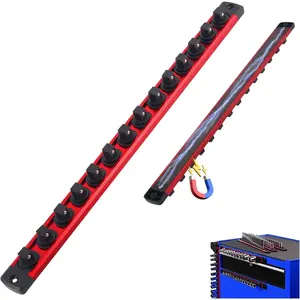 3/8 Inch  Socket Organizer Rail 360? Swivel Clip,Heavy Duty  Socket Holder with 14 Clip,Professional Magnetics Sockets Rail Sockets Organizer for Tool Box Drawer