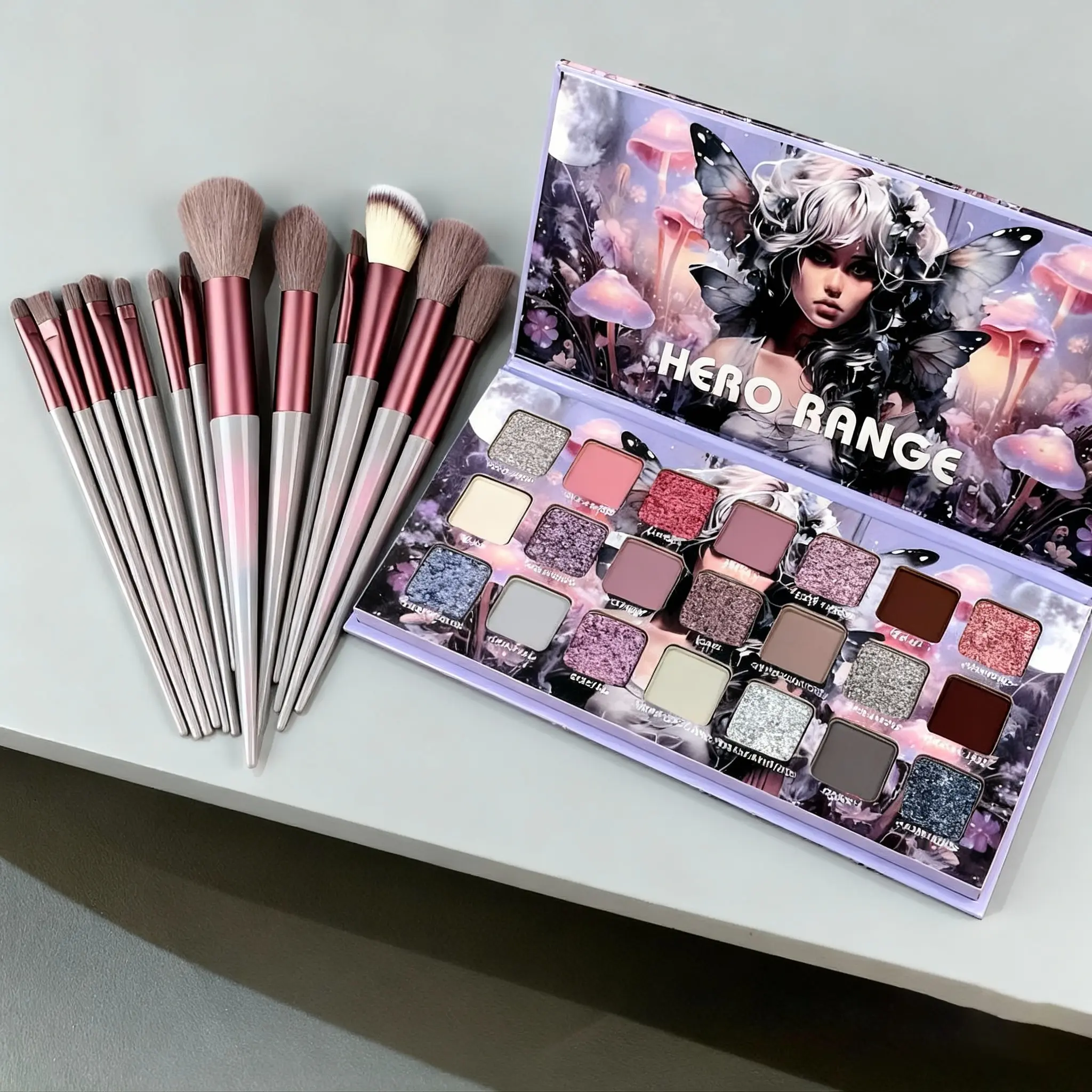 HERORANGE Eyeshadow Palette, Animated Floral Fairy 21-Color Kit with Brush Set, Long-Lasting Matte, Metallic & Pearl Shimmer Finishes, Paraben Free & Hypoallergenic Makeup for Beginners, Flawless